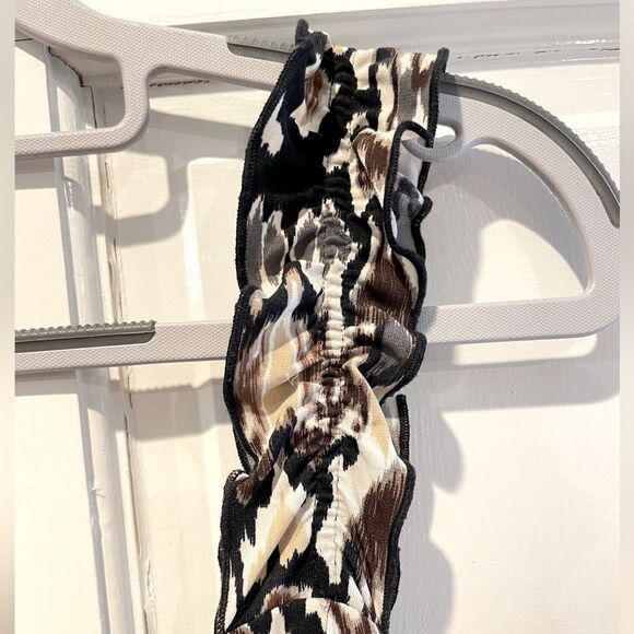 Connected Apparel Animal Print Sleeveless V-Neck Dress Brown Black Size 12 - Picture 2 of 6